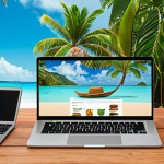 **

Vibrant online store showcasing diverse products. Focus on no inventory, flexibility, and digital nomad lifestyle. Laptop, tropical background. Dropshipping concept.

**